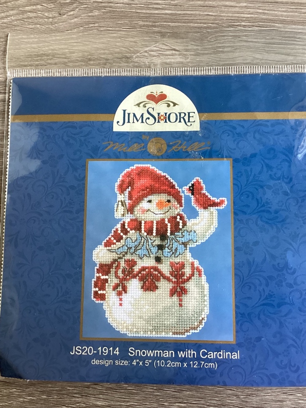 MILL HILL Jim Shore ORNAMENT Beaded Cross Stitch Kit SNOWMAN with Cardinal NWT